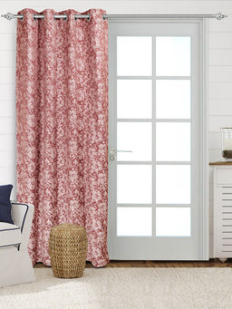 Saral Home - Kanan Cotton Mauve Room Darkening Curtain (4X5 Feet)