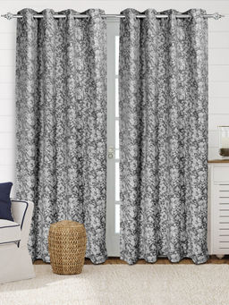 Saral Home - Kanan Cotton Grey Room Darkening Curtains (4X9 Feet)
