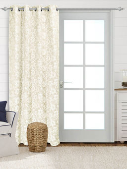 Saral Home - Kanan Cotton Ivory Room Darkening Curtain (4X9 Feet)