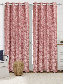 Saral Home - Kanan Cotton Mauve Room Darkening Curtains (4X9 Feet)