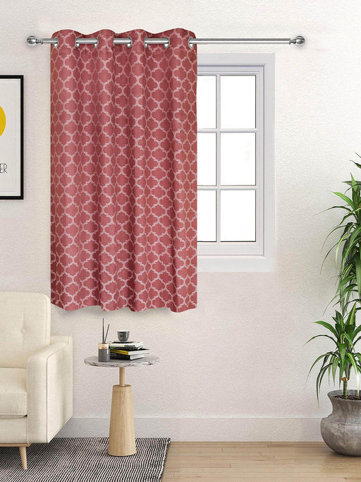 Saral Home Noor Cotton Mauve Printed Room Darkening Curtain (4X5 Feet)