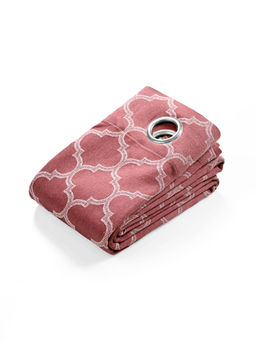 Saral Home - Noor Cotton Mauve Printed Room Darkening Curtains (4X5 Feet)