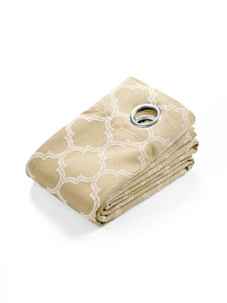 Saral Home - Noor Cotton Beige Printed Room Darkening Curtains (4X9 Feet)