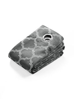 Saral Home - Noor Cotton Grey Printed Room Darkening Curtains (4X9 Feet)