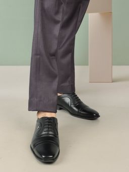 Carlton London - Black Lace-Ups Square Toe Men Brogues