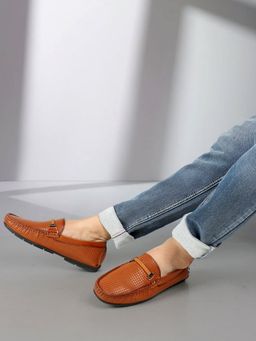 Carlton London - Tan Slip On Round Toe Men Loafers