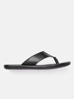Carlton London - Black Slip On Round Toe Men Flipflops