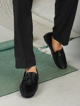 Carlton London - Black Slip On Round Toe Men Loafers