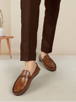 Carlton London - Tan Slip On Round Toe Men Loafers
