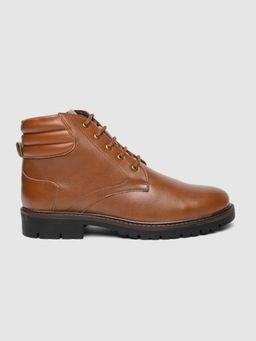 Carlton London - Tan Lace-Ups Round Toe Men Casual Boots