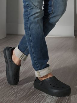 Carlton London - Black Slip On Men Solid Clogs