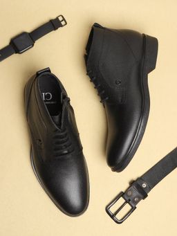 Carlton London - Black Lace-Ups Round Toe Men Casual Boots