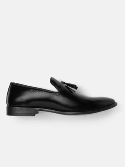 Carlton London - Black Slip On Round Toe Men Derbies