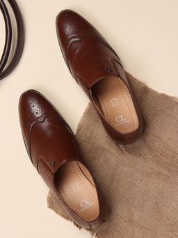 Carlton London - Tan Slip On Round Toe Men Brogues