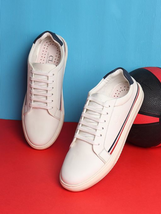 Buy Carlton London White Lace-Ups Round Toe Men Sneakers Online