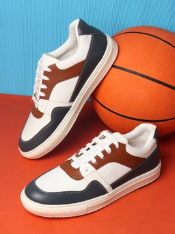 Carlton London - White Lace-Ups Round Toe Men Sneakers