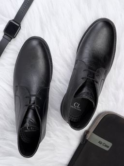 Carlton London - Black Lace-Ups Round Toe Men Casual Boots