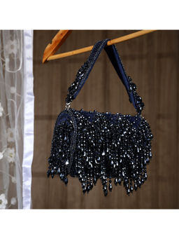 HOUSE OF WEBHIN - Shabnam Blue Crystal Flap Bag