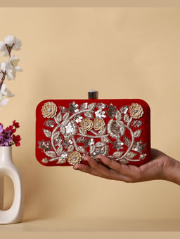 HOUSE OF WEBHIN - Gulnaar Red Velvet Clutch