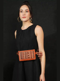 Gonecase - Brown Dhaka Hand Embroidered Waist Belt Bag