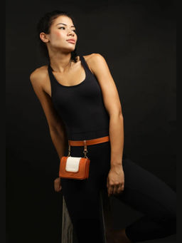 Gonecase - Tan And White Handcrafted Waist Belt Bag
