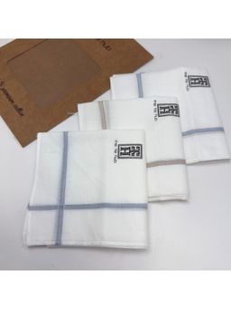 The Tie Hub - White Cotton Handkerchiefs - Striped