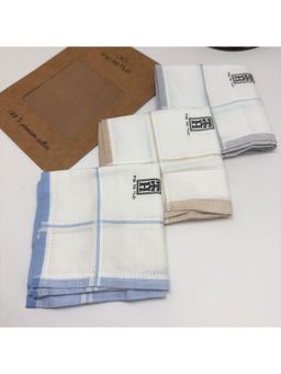 The Tie Hub - White Cotton Handkerchiefs - Dual Tone Stripe