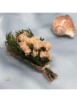 The Tie Hub - Peach & Green Artificial Flower Boutonniere Lapel Pin