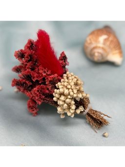 The Tie Hub - Red & Beige Artificial Flower Boutonniere Lapel Pin