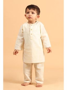 Tjori - Raif Off White Cotton Kurta and Pyjama (Set of 2)