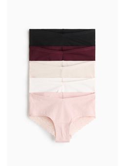 H&M - Women Pink MAMA 5-Pack Lace-Trimmed Cotton Hipster Briefs