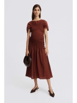 H&M - Women Brown MAMA Smocked-Detail Dress