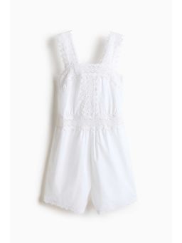 H&M - Women White MAMA Lace-Detail Cotton Playsuit