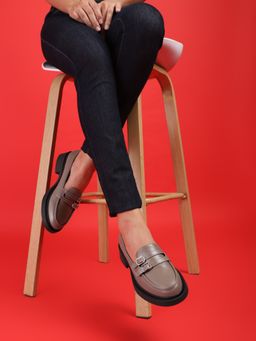 Truffle Collection - Taupe Solid Loafers