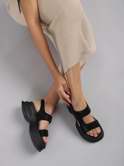 Truffle Collection - Black Embellished Sandals