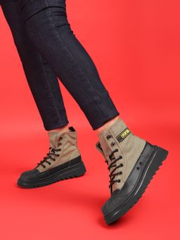 Truffle Collection - Khaki Solid Casual Boots