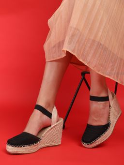 Truffle Collection - Black Solid Wedges