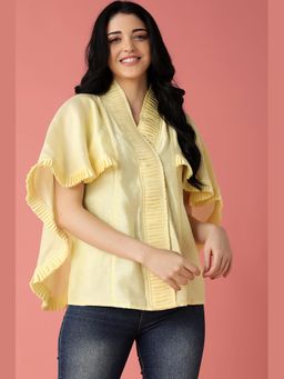 BOHO-CHIC By Sukriti Jain - Yellow Cape Sleeved Top