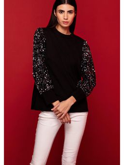 BOHO-CHIC By Sukriti Jain - Black Downtown Sequin Top