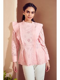 BOHO-CHIC By Sukriti Jain - Pink Broderie Tiered Top