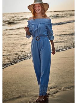 BOHO-CHIC By Sukriti Jain - Off Shoulder Blue Jumpsuit