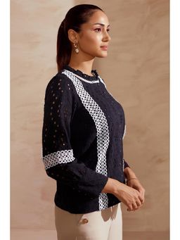 BOHO-CHIC By Sukriti Jain - Black Lace Trimmed Broderie Top