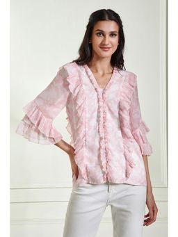 BOHO-CHIC By Sukriti Jain - Pink Sweetheart Ruffle Top