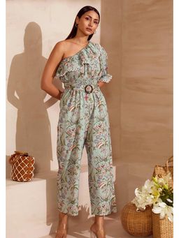 BOHO-CHIC By Sukriti Jain - One Shoulder Printed Ruffled Jumpsuit