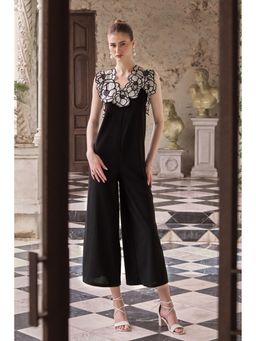 BOHO-CHIC By Sukriti Jain - Monochrome Black Applique Flowers Jumpsuit