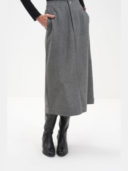 THISISDEHI - Grey Wool Plain Midi Skirt