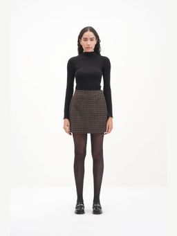 THISISDEHI - Brown Wool Checks Mini Skirt