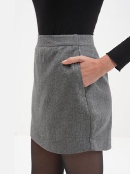 THISISDEHI - Grey Wool Plain Mini Skirt