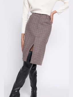 THISISDEHI - Purple Wool Checks Knee Length Skirt