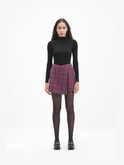 THISISDEHI - Pink Wool Checks Mini Skort